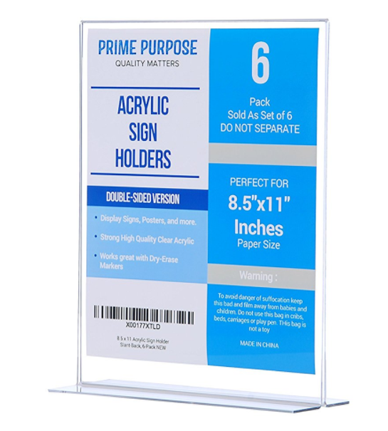 T Shaped Acrylic Sign Holder