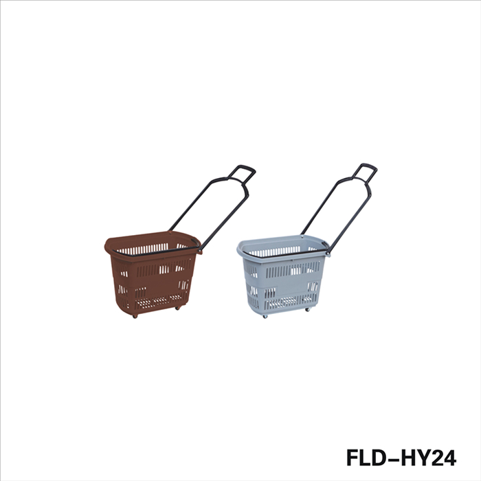 Supermarket Plastic Rolling Shopping Basket with 4 Wheels.jpg