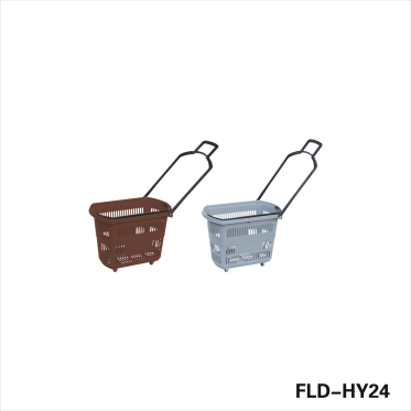 Shopping Plastic Basket With Pull Handle And 4 Wheels
