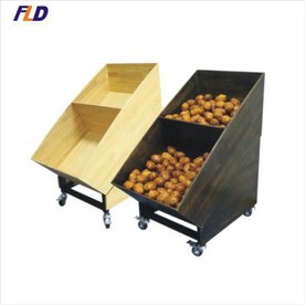 Natural Wooden Fruit And Vegetable Rack Display Stands